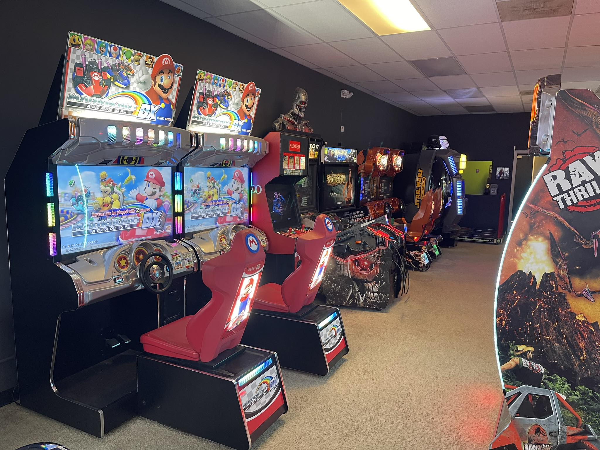Inside River City Arcade — pinball machines and classic arcade games